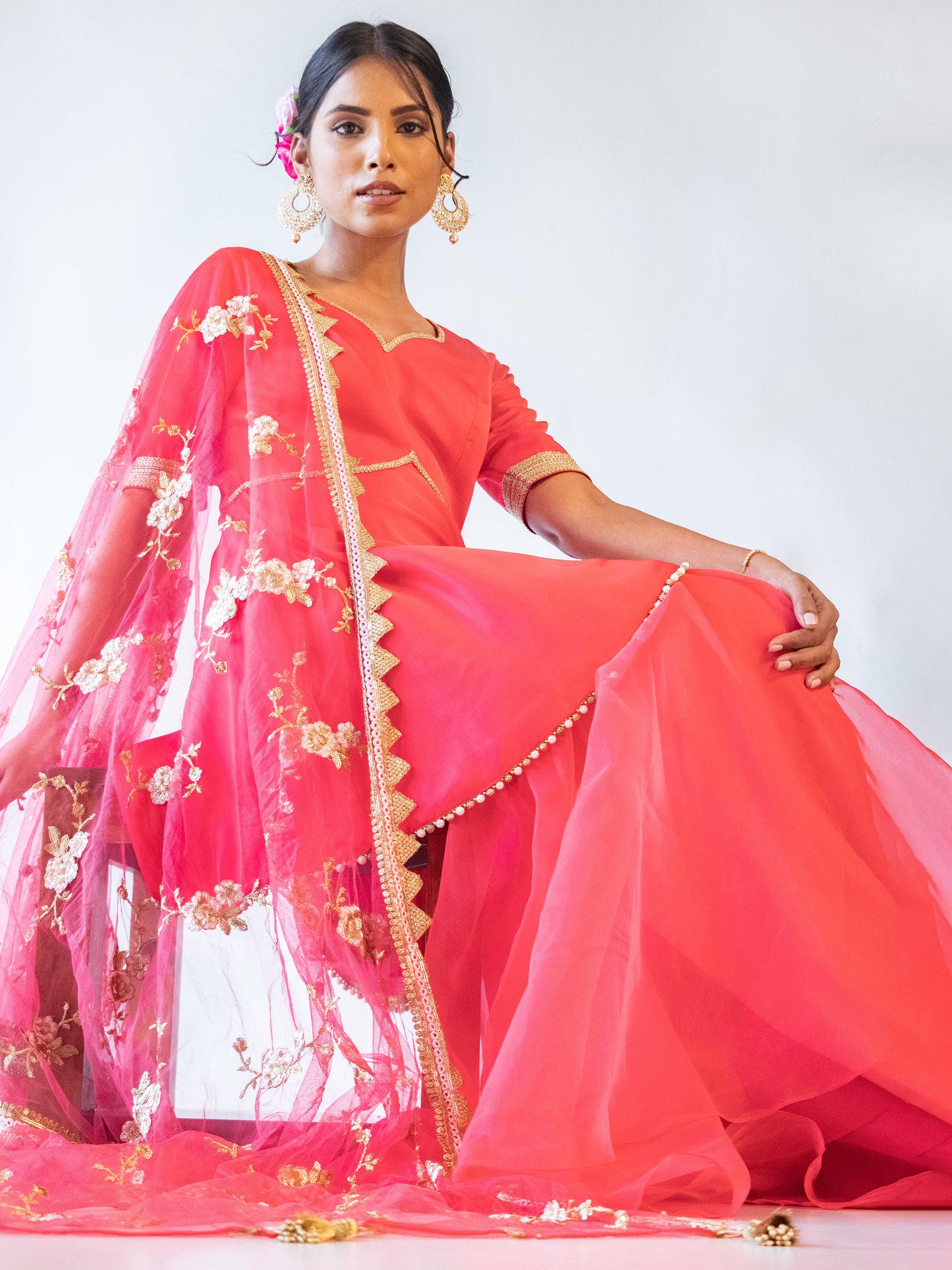 Layla Coral Sharara Set