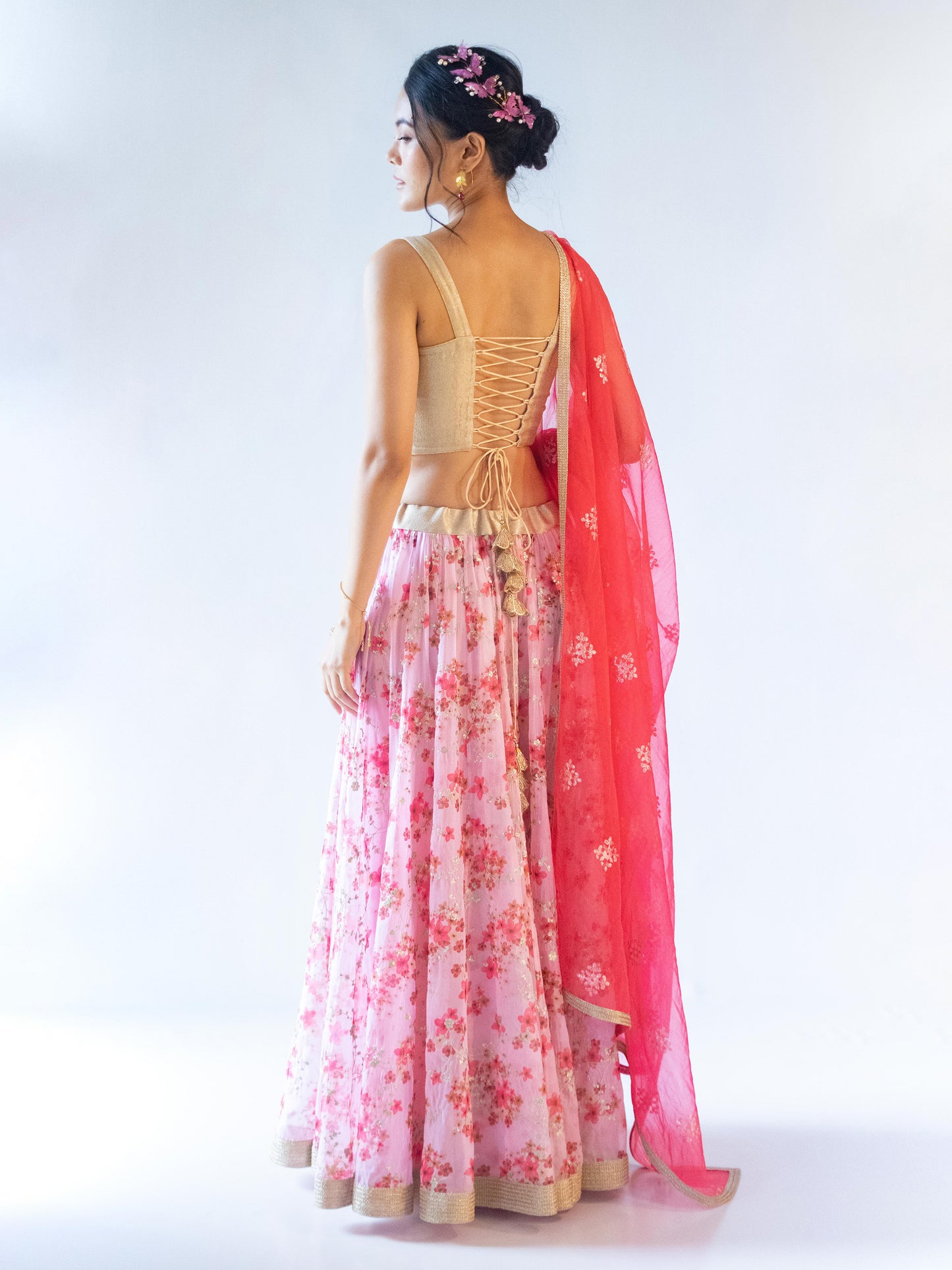Apsara Corset Blouse Pink Lehenga Set