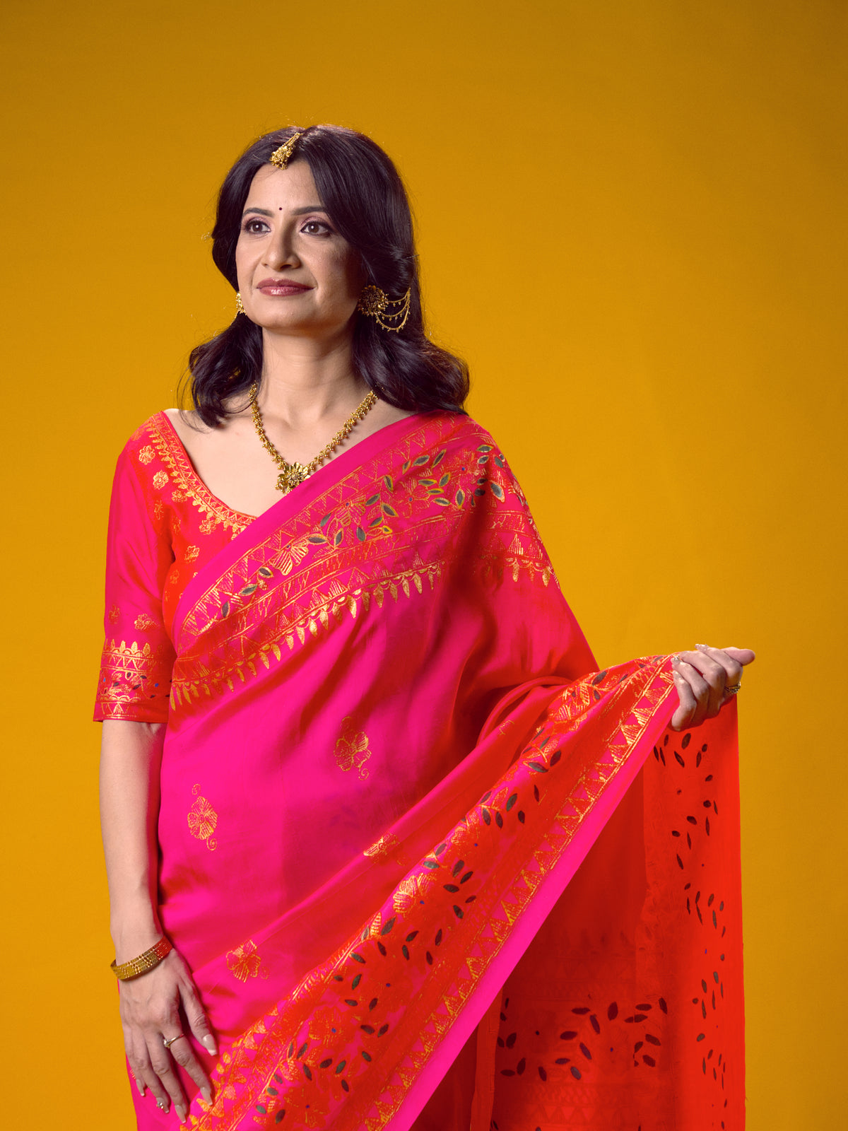 Rasleela Madhubani Saree & Dupatta