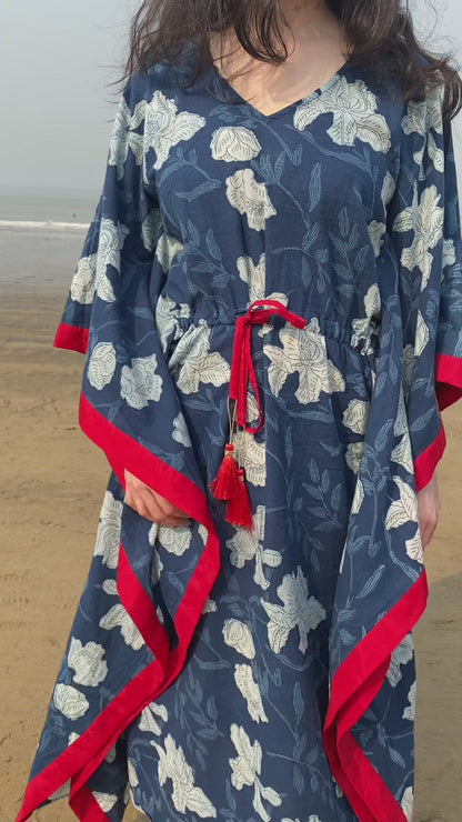 Misa Blue Floral Kaftan Dress
