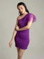 Lime One Shoulder Net Sleeve Dress