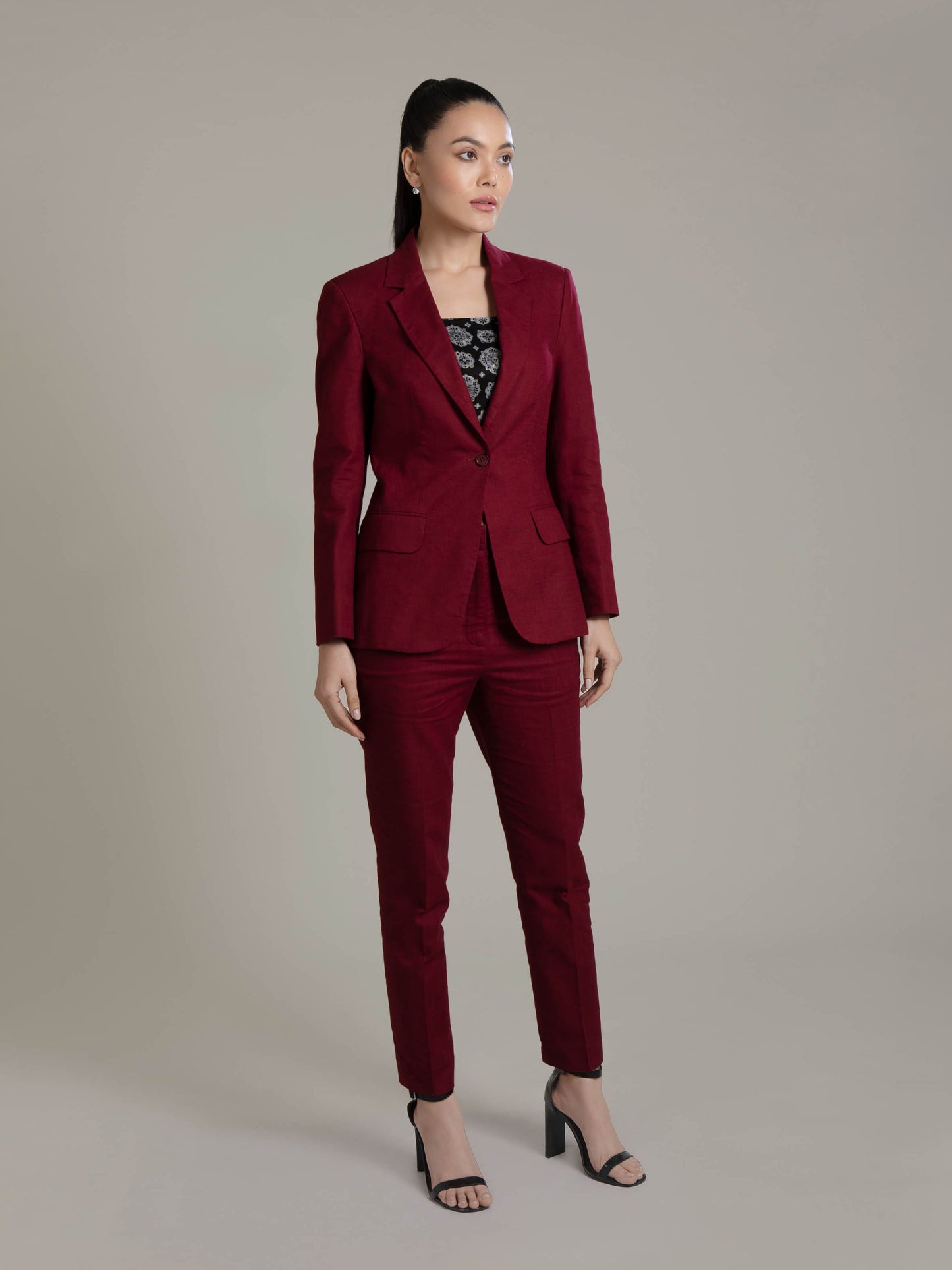 Solid Maroon Blazer Set