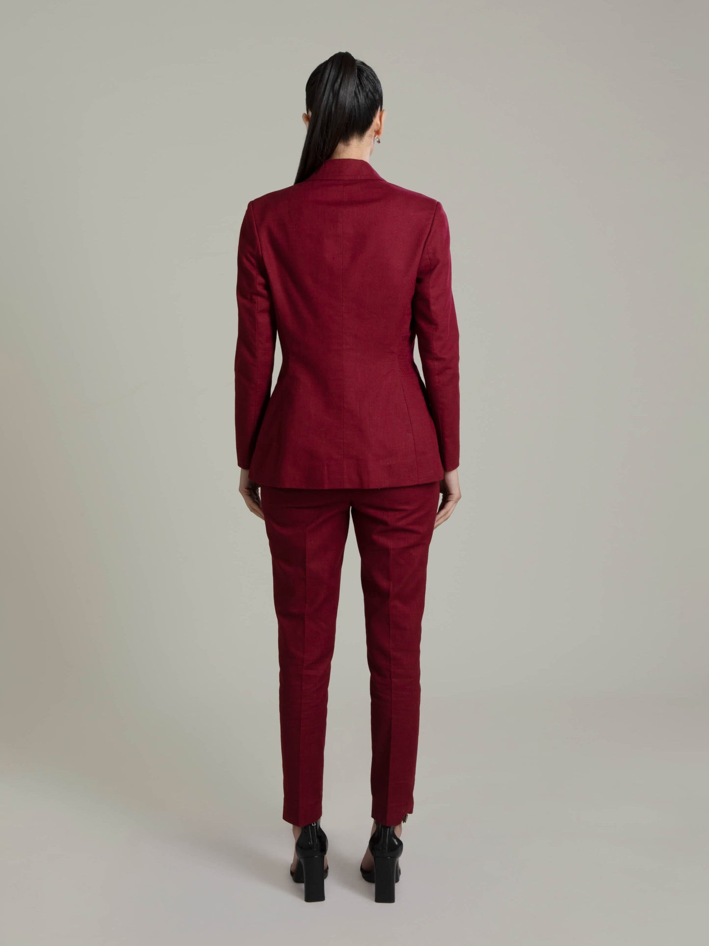 Solid Maroon Blazer Set