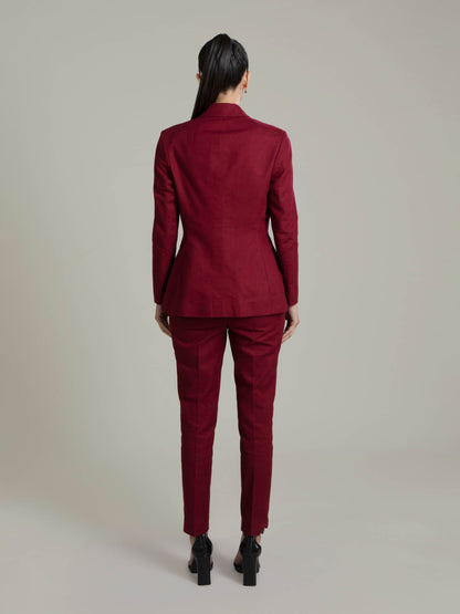 Solid Maroon Blazer Set