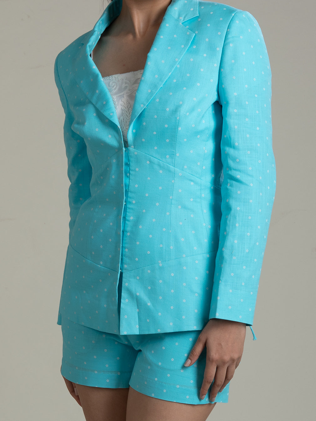 Aqua Blue Corset Style Blazer Set