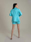 Aqua Blue Corset Style Blazer Set
