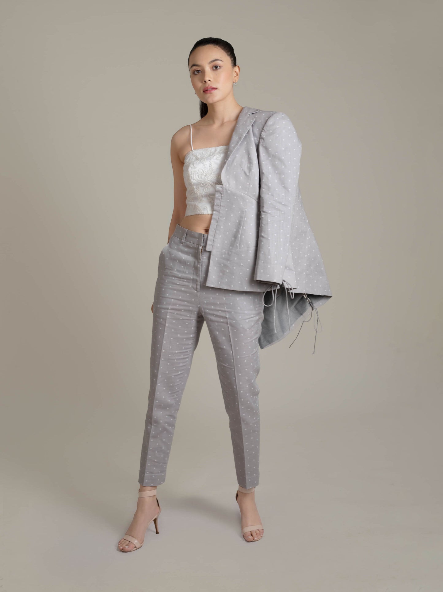 Ash Grey Corset Style Blazer Set