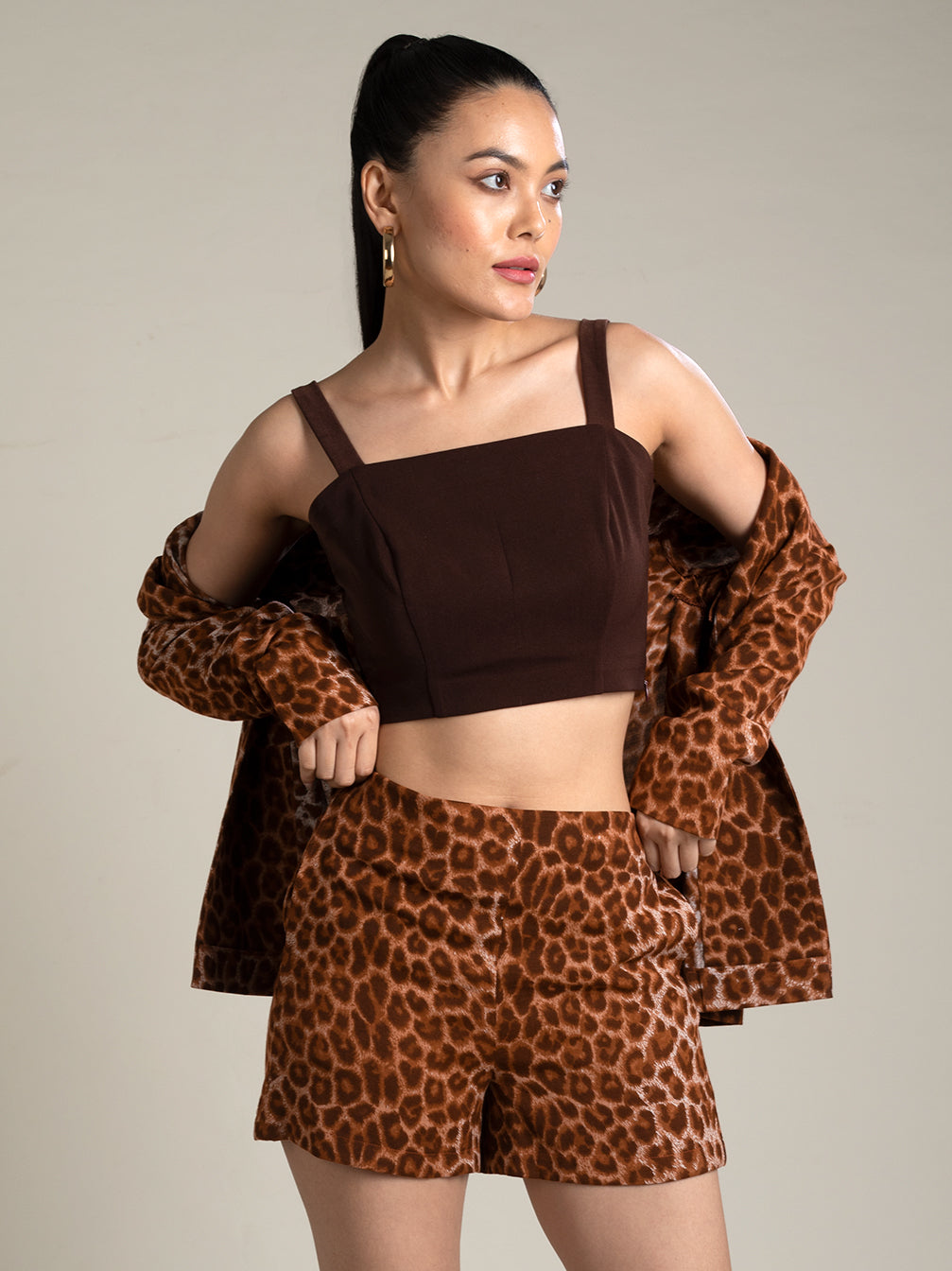 Leopard Print Blazer Set