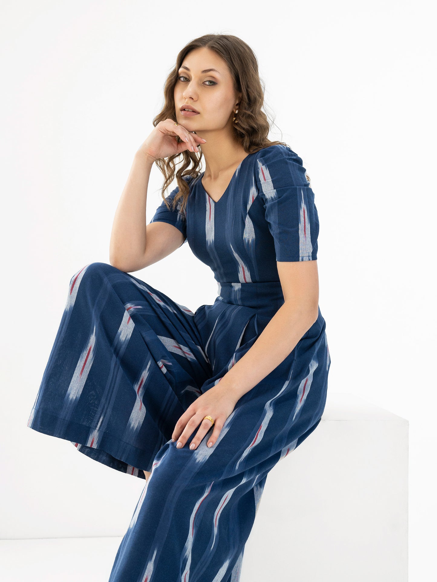 True Blue Ikat Jumpsuit