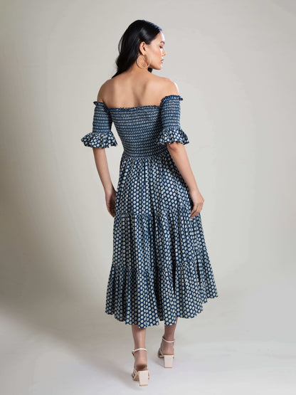 Daisy Smocked Style Off Shoulder Dress