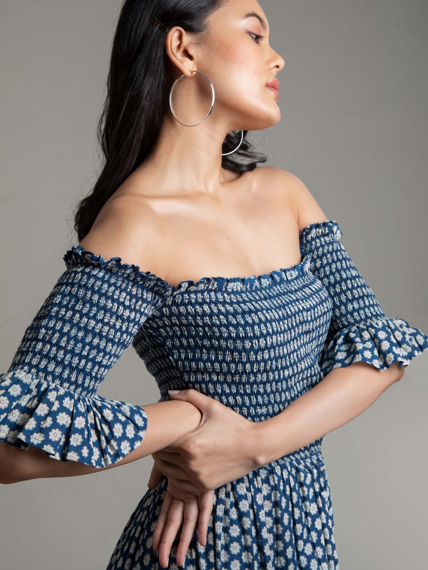 Daisy Smocked Style Off Shoulder Dress