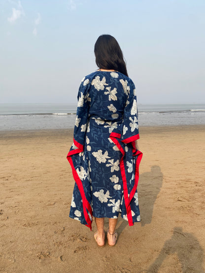 Misa Blue Floral Kaftan Dress