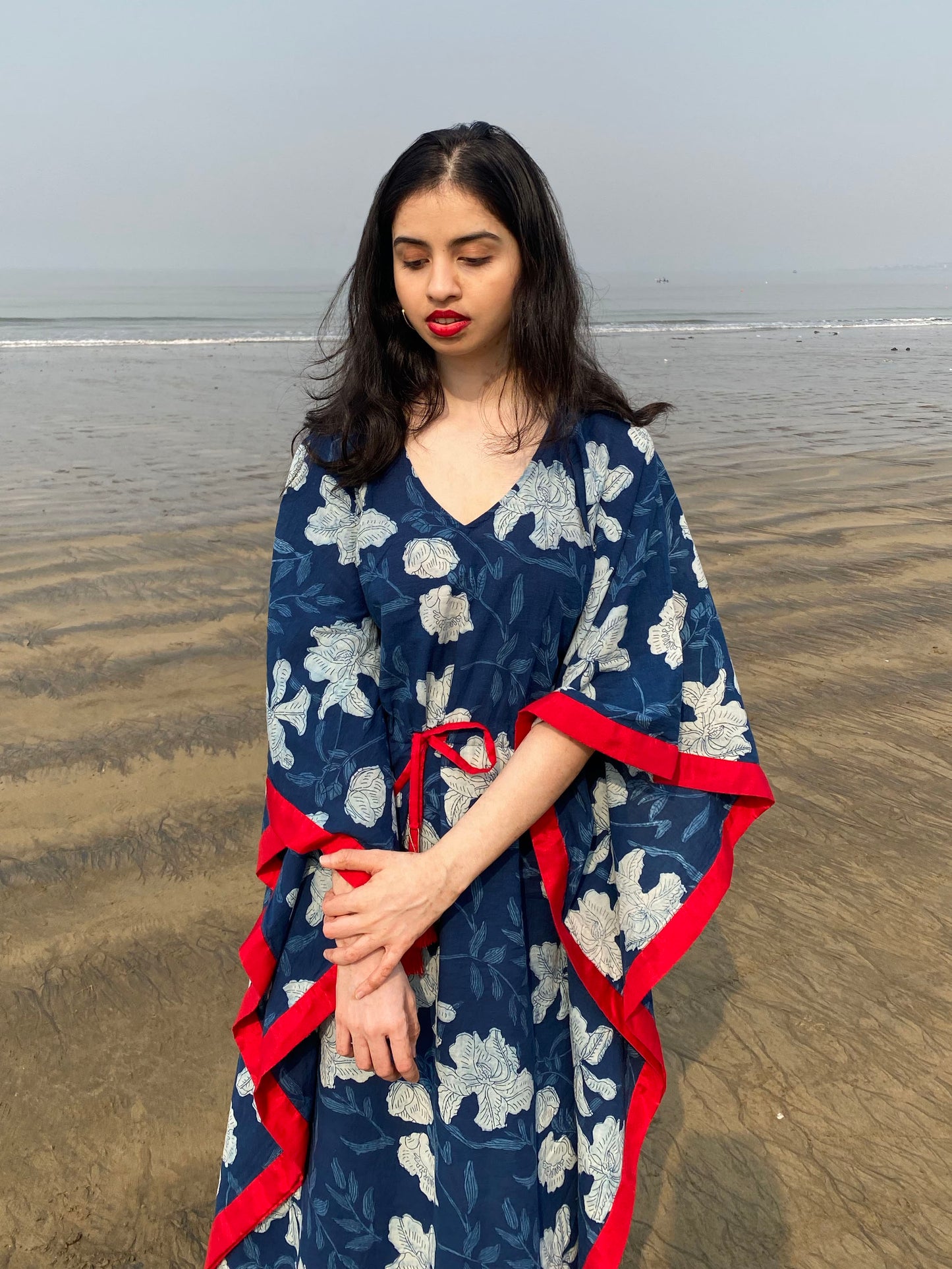 Misa Blue Floral Kaftan Dress