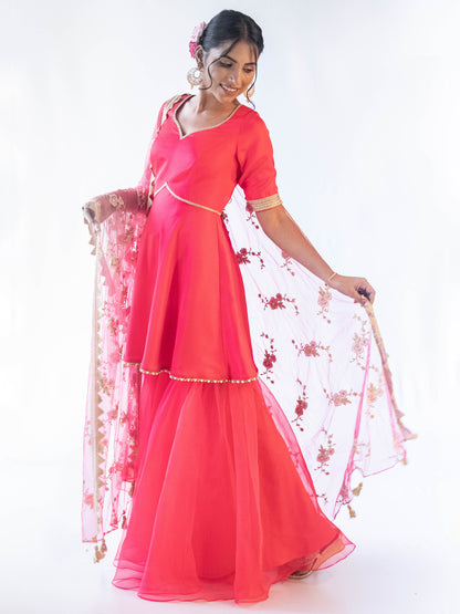 Layla Coral Sharara Set