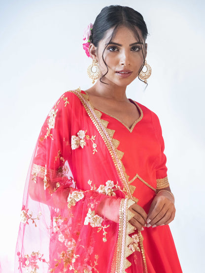 Layla Coral Sharara Set