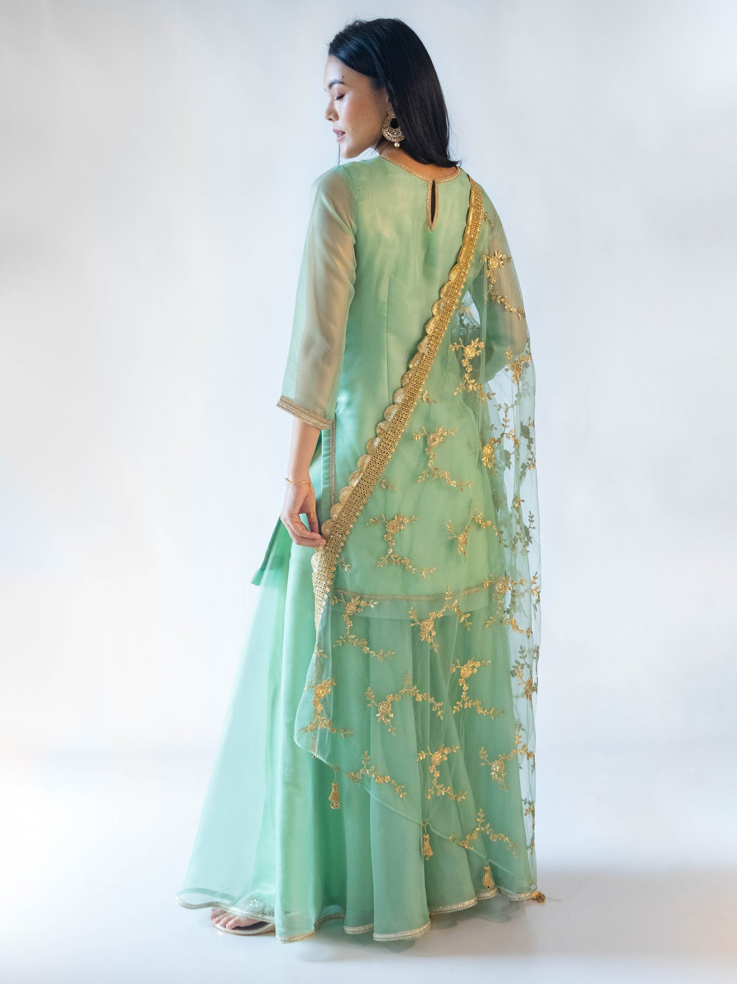 Amira Green & Gold Sharara Set