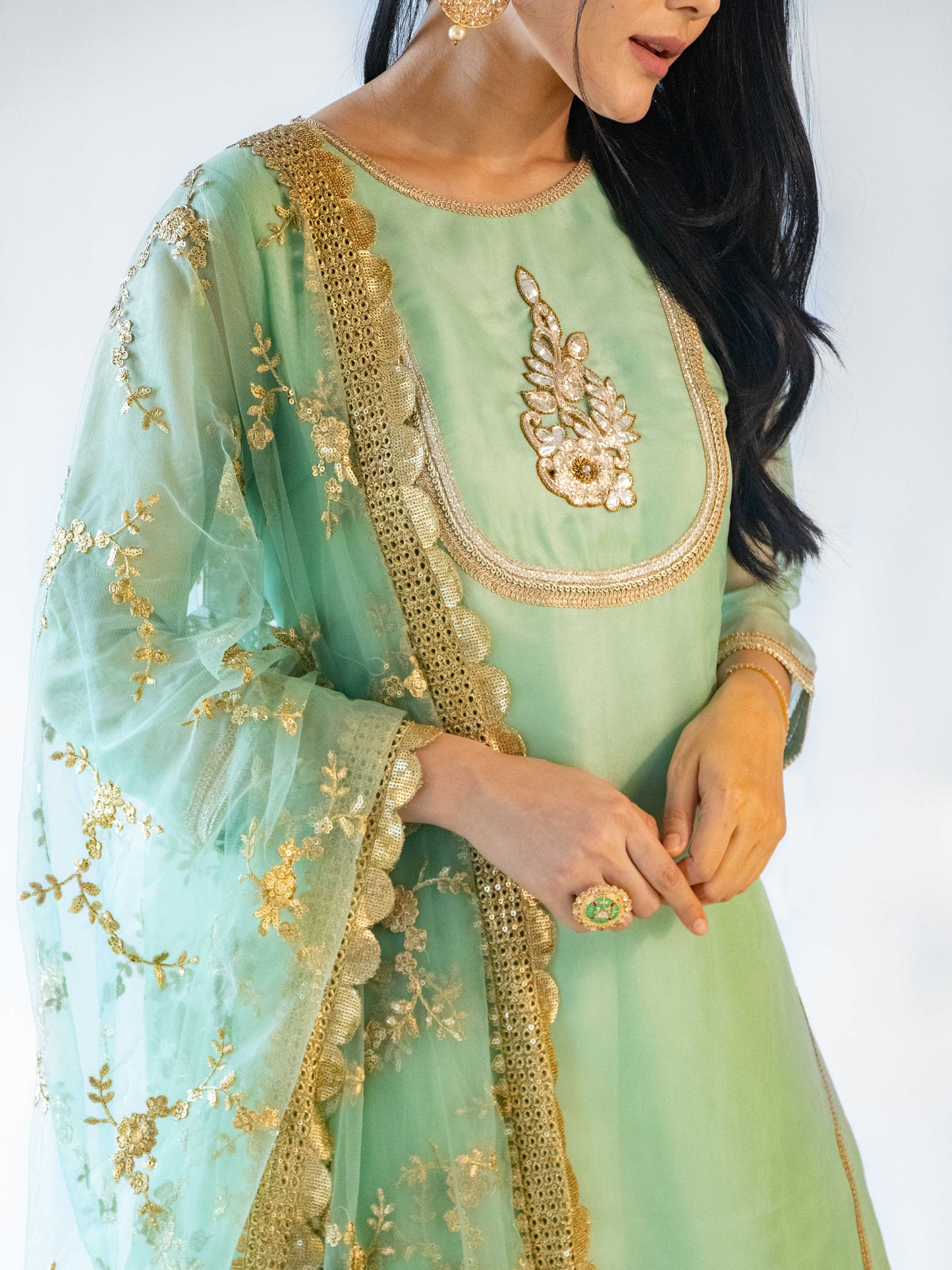 Amira Green & Gold Sharara Set